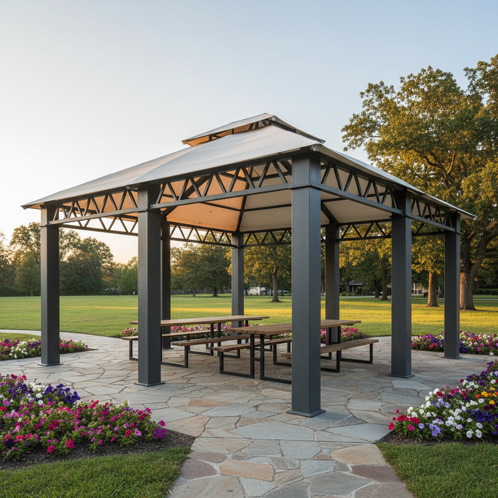 12ft steel frame commercial gazebo with fabric cover