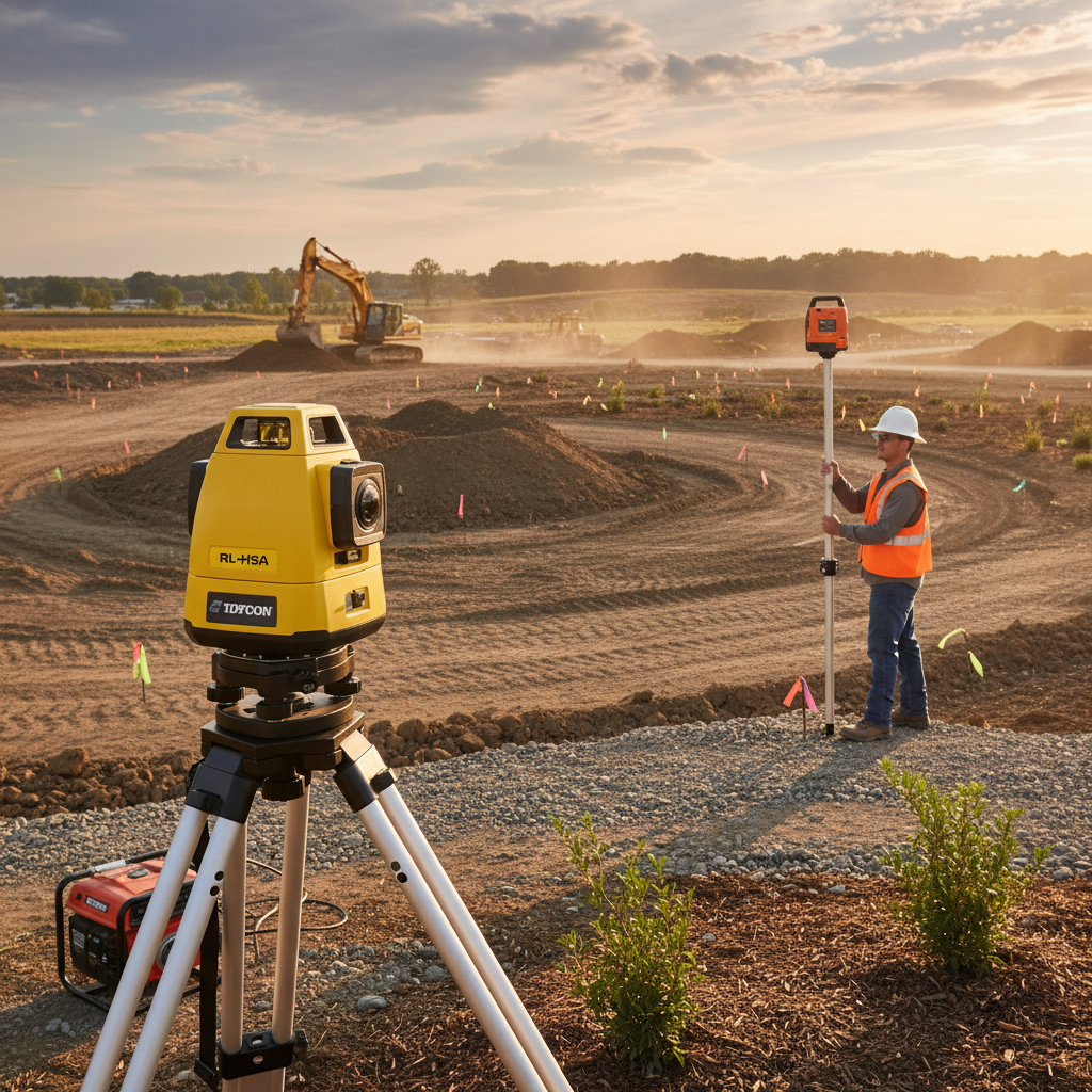 Professional rotary laser level system with tripod