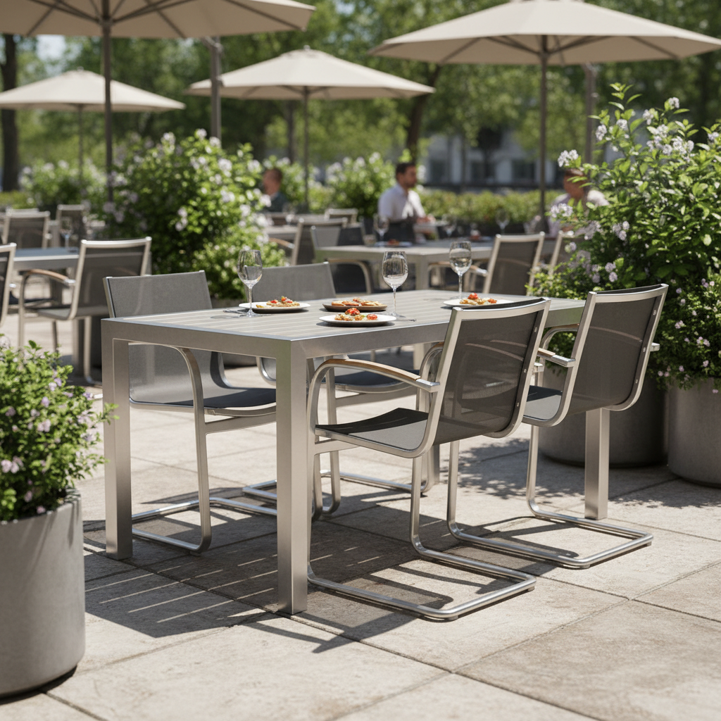 Modern commercial aluminum outdoor dining furniture set